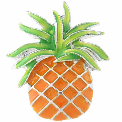 Custom Snap Jewelry Pineapple Snap - Orange, Green Enamel Ginger Charm Magnolia Vine Button by SnapAccents