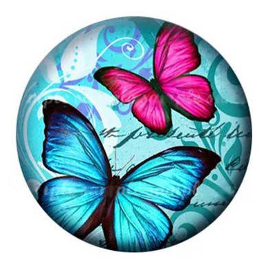 Custom Snap Jewelry Butterfly Enamel Snap - Blue, Pink Ginger Charm Magnolia Vine Button by SnapAccents