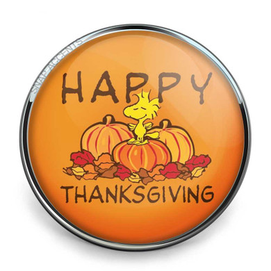 Custom Snap Jewelry Happy Thanksgiving Woodstock Snap Ginger Charm Magnolia Vine Button by SnapAccents