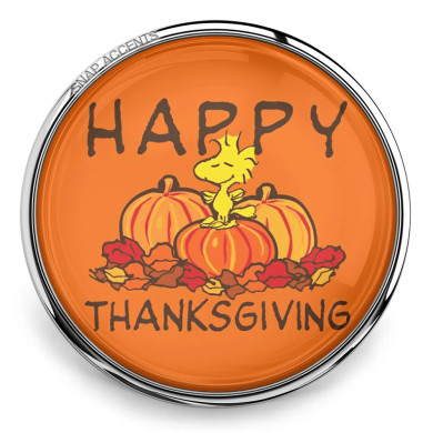 Custom Snap Jewelry Happy Thanksgiving Woodstock Snap Ginger Charm Magnolia Vine Button by SnapAccents