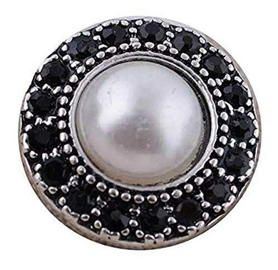Custom Snap Jewelry Black Rhinestone Pearl Snap Ginger Charm Magnolia Vine Button by SnapAccents