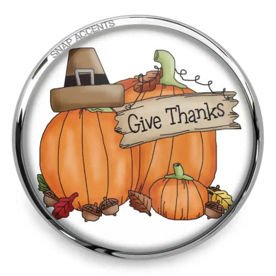 Custom Snap Jewelry Give Thanks Pumpkins Snap Ginger Charm Magnolia Vine Button by SnapAccents