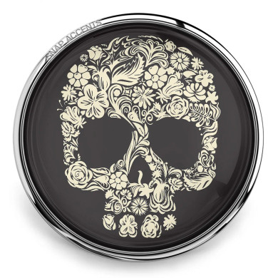 Custom Snap Jewelry Sugar Skull Snap - Off-White, Black Ginger Charm Magnolia Vine Button by SnapAccents