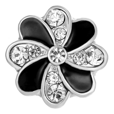 Custom Snap Jewelry Windmill Flower Snap - Silver, Black Ginger Charm Magnolia Vine Button by SnapAccents