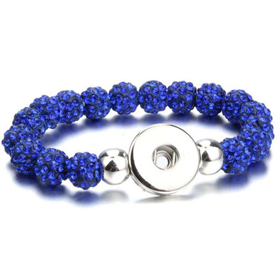 Custom Snap Jewelry Bead Sparkle Stretch Snap Bracelet - Blue Ginger Charm Magnolia Vine Button by SnapAccents