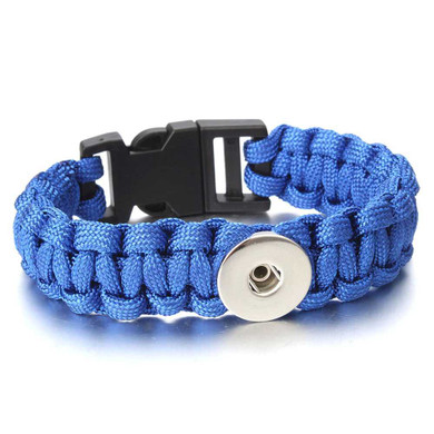 Custom Snap Jewelry Paracord 1 Snap Bracelet - Blue Ginger Charm Magnolia Vine Button by SnapAccents