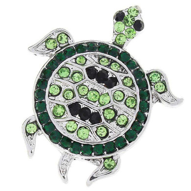 Custom Snap Jewelry Sea Turtle Snap - Green Rhinestone Ginger Charm Magnolia Vine Button by SnapAccents
