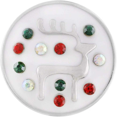 Custom Snap Jewelry Reindeer Snap - White Enamel - Red, Green Ginger Charm Magnolia Vine Button by SnapAccents