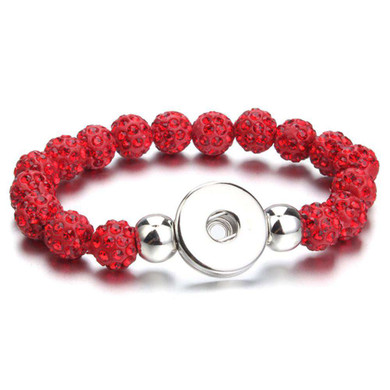 Custom Snap Jewelry Bead Sparkle Stretch Snap Bracelet - Red Ginger Charm Magnolia Vine Button by SnapAccents