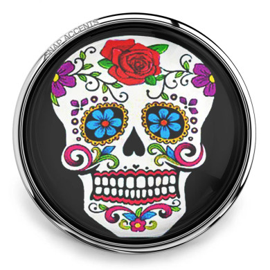 Custom Snap Jewelry Sugar Skull Snap - Colorful Ginger Charm Magnolia Vine Button by SnapAccents