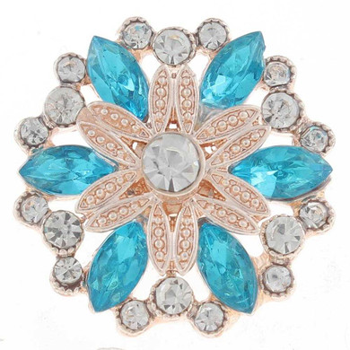 Custom Snap Jewelry Marquise Rhinestone Flower Snap - Light Blue Ginger Charm Magnolia Vine Button by SnapAccents