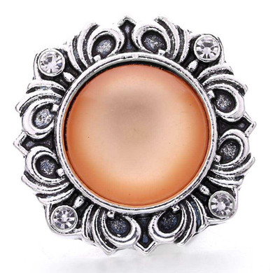Custom Snap Jewelry Orb Rhinestone Scroll Snap - Orange Ginger Charm Magnolia Vine Button by SnapAccents