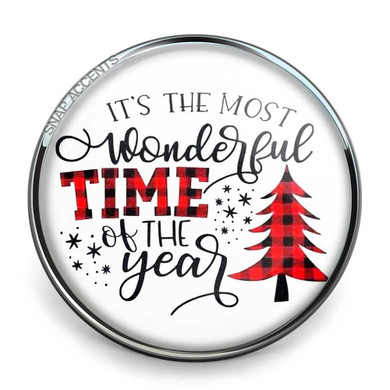 Custom Snap Jewelry Christmas Tree Snap - Most Wonderful Time Ginger Charm Magnolia Vine Button by SnapAccents