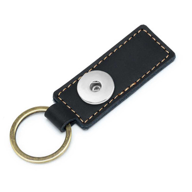 Custom Snap Jewelry Luxury Leather Snap Keychain - Black Ginger Charm Magnolia Vine Button by SnapAccents