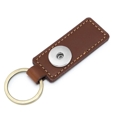 Custom Snap Jewelry Luxury Leather Snap Keychain - Brown Ginger Charm Magnolia Vine Button by SnapAccents