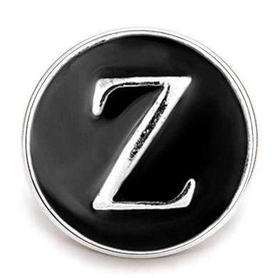 Custom Snap Jewelry Black Enamel Monogram Letter Snap - Z Ginger Charm Magnolia Vine Button by SnapAccents