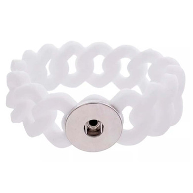 Custom Snap Jewelry Silicone 1 Snap Stretch Bracelet - White Ginger Charm Magnolia Vine Button by SnapAccents