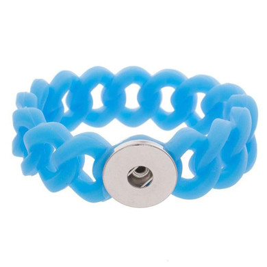 Custom Snap Jewelry Silicone Stretch Snap Bracelet - Blue Ginger Charm Magnolia Vine Button by SnapAccents