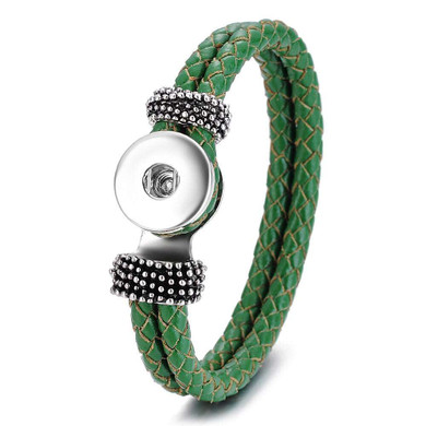 Custom Snap Jewelry Double Braided 1 Snap Bracelet - Green Ginger Charm Magnolia Vine Button by SnapAccents