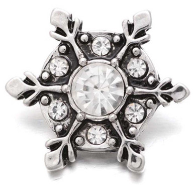 Custom Snap Jewelry Snowflake Snap - Silver Rhinestone Ginger Charm Magnolia Vine Button by SnapAccents