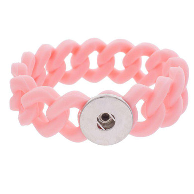 Custom Snap Jewelry Silicone 1 Snap Stretch Bracelet - Pink Ginger Charm Magnolia Vine Button by SnapAccents