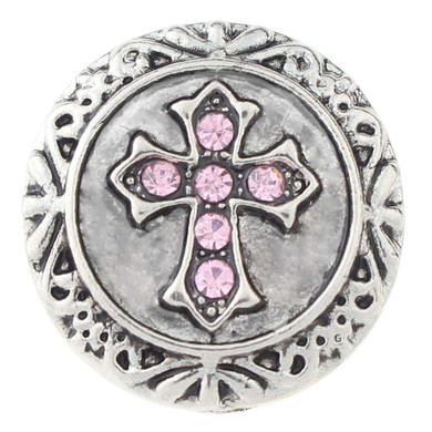 Custom Snap Jewelry Cross Snap - Celtic Pink Rhinestone Ginger Charm Magnolia Vine Button by SnapAccents
