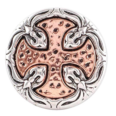 Custom Snap Jewelry Cross Snap - Rose Gold / Silver Ginger Charm Magnolia Vine Button by SnapAccents