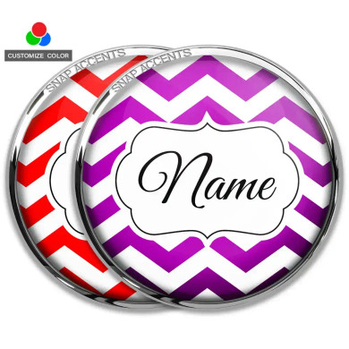 Custom Snap Jewelry Chevron Pattern Script Snap - Personalized Ginger Charm Magnolia Vine Button by SnapAccents