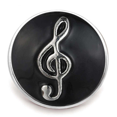 Custom Snap Jewelry Enamel Music Treble Clef - Black Ginger Charm Magnolia Vine Button by SnapAccents