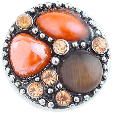 Custom Snap Jewelry Rhinestone Gem Snap - Coral, Brown Ginger Charm Magnolia Vine Button by SnapAccents