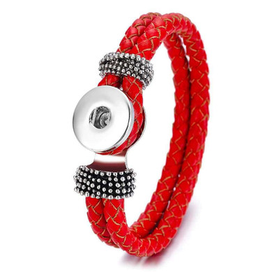 Custom Snap Jewelry Double Braided 1 Snap Bracelet - Red Ginger Charm Magnolia Vine Button by SnapAccents