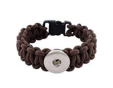 Custom Snap Jewelry Paracord 1 Snap Bracelet - Dark Brown Ginger Charm Magnolia Vine Button by SnapAccents