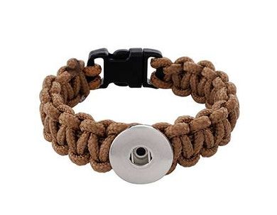 Custom Snap Jewelry Paracord 1 Snap Bracelet - Light Brown Ginger Charm Magnolia Vine Button by SnapAccents