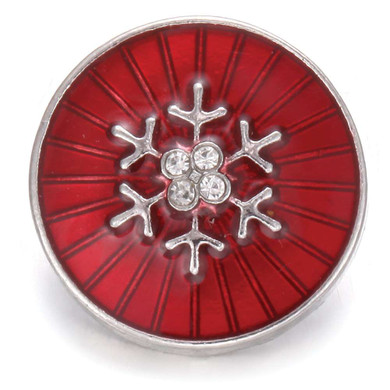 Custom Snap Jewelry Snowflake Snap - Round Red Enamel Ginger Charm Magnolia Vine Button by SnapAccents