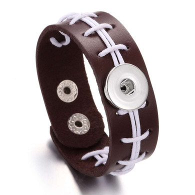 Custom Snap Jewelry Leather Football Snap Bracelet Ginger Charm Magnolia Vine Button by SnapAccents