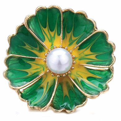 Custom Snap Jewelry Big Pearl Flower Snap - Green Ginger Charm Magnolia Vine Button by SnapAccents