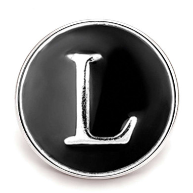 Custom Snap Jewelry Black Enamel Monogram Letter Snap - L Ginger Charm Magnolia Vine Button by SnapAccents