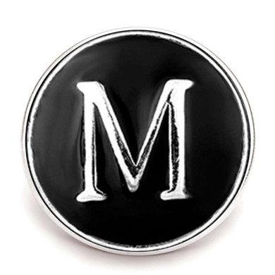 Custom Snap Jewelry Black Enamel Monogram Letter Snap - M Ginger Charm Magnolia Vine Button by SnapAccents