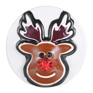Custom Snap Jewelry Reindeer Snap - White Enamel - Red Nose Ginger Charm Magnolia Vine Button by SnapAccents