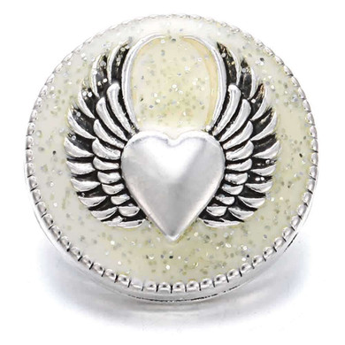 Custom Snap Jewelry Winged Heart Snap - Pale Yellow Ginger Charm Magnolia Vine Button by SnapAccents