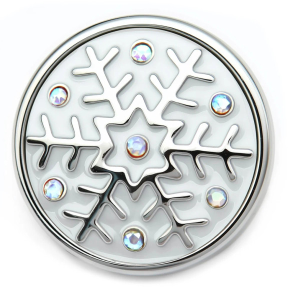 Custom Snap Jewelry Snowflake Snap - Round White AB Crystal Ginger Charm Magnolia Vine Button by SnapAccents