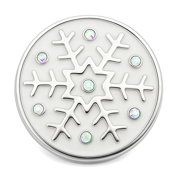 Custom Snap Jewelry Snowflake Snap - Round White AB Crystal Ginger Charm Magnolia Vine Button by SnapAccents
