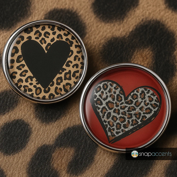 Custom Snap Jewelry Leopard Print Heart Snap Ginger Charm Magnolia Vine Button by SnapAccents