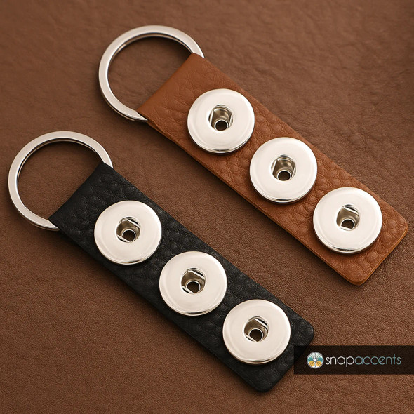 Custom Snap Jewelry Leather 3 Snap Keychain Ginger Charm Magnolia Vine Button by SnapAccents