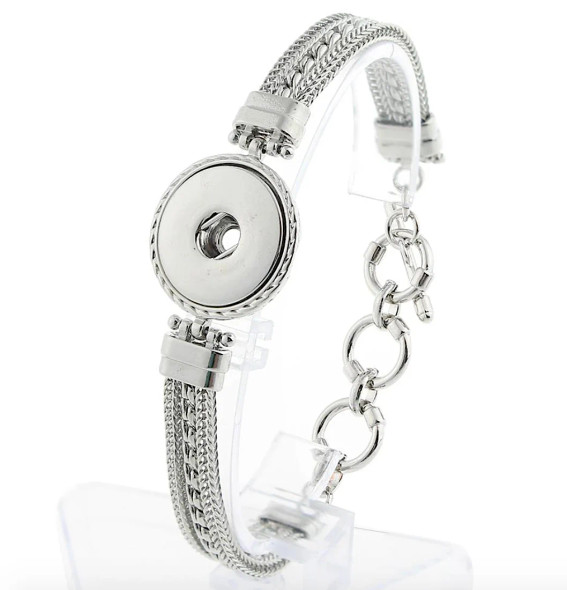 Custom Snap Jewelry 1 Snap Metal Bracelet - Layered Toggle Ginger Charm Magnolia Vine Button by SnapAccents