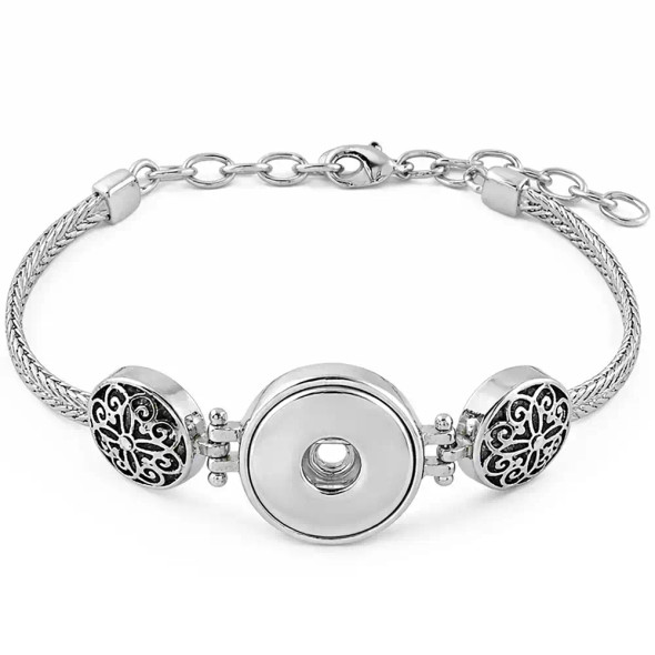 Custom Snap Jewelry Round Scroll Snap Bracelet Ginger Charm Magnolia Vine Button by SnapAccents