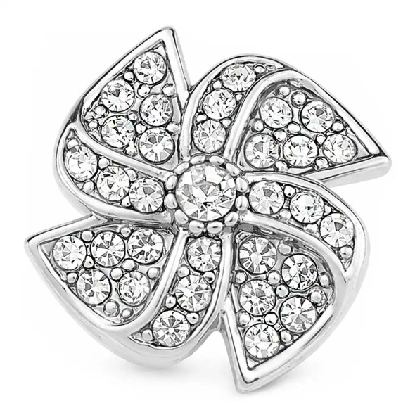 Custom Snap Jewelry Windmill Rhinestone Snap - Silver Ginger Charm Magnolia Vine Button by SnapAccents