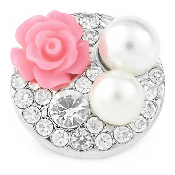 Custom Snap Jewelry 2 Pearl Flower Snap - Pink Ginger Charm Magnolia Vine Button by SnapAccents