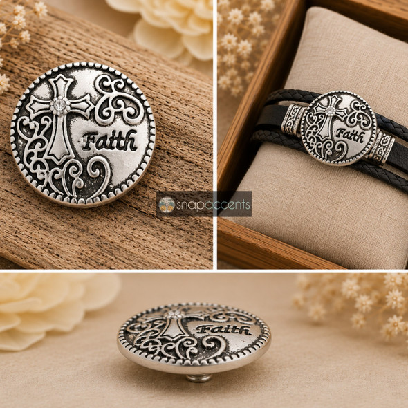 Cross Snap - Faith Rhinestone, alternate product view by SnapAccents