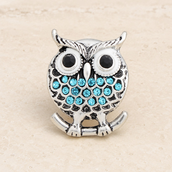 Owl Snap - Blue Rhinestone